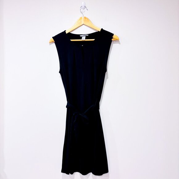 H&M Black Sleeveless Belted Knee-Length Dress | Classic | Small * - Picture 1 of 6